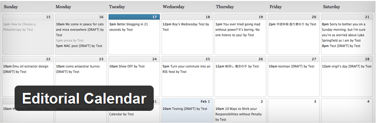 Wordpress Editorial Calendar