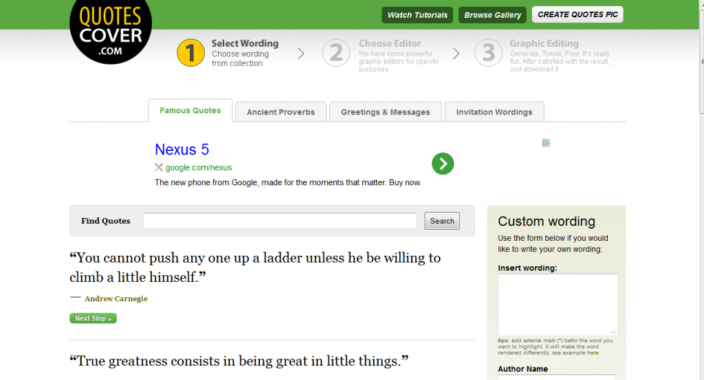Quotescover tool for blog posts