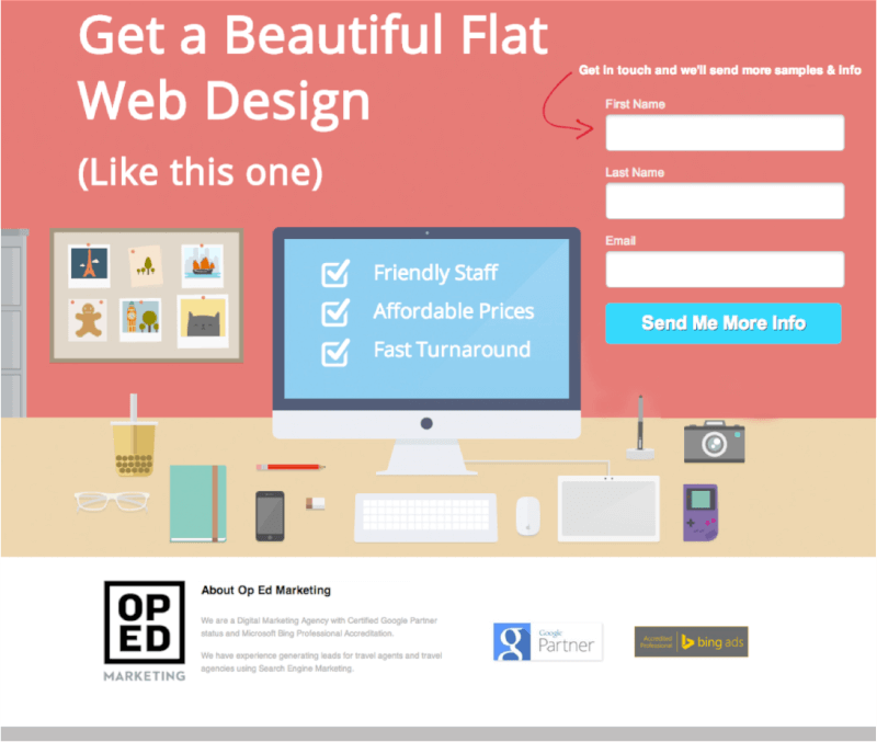 sales copy flat webdesign