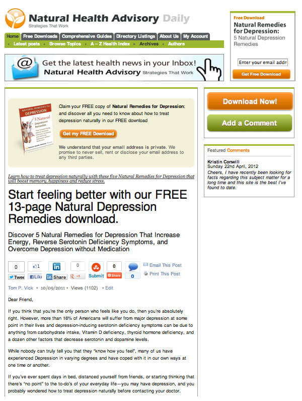 sales copy landing page example