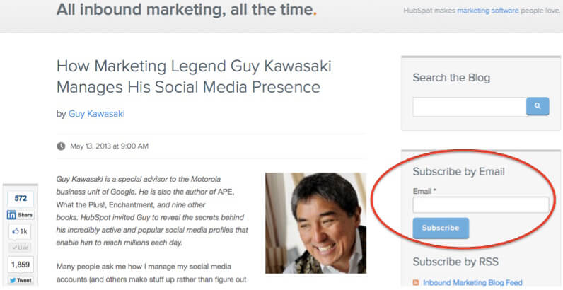 Subscription form hubspot