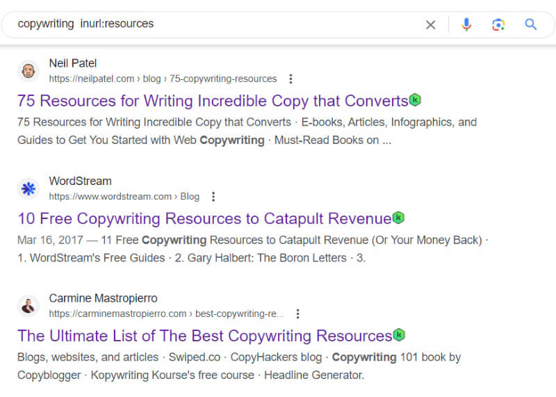 Copywriting broken links search