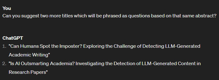 ChatGPT Research Paper Titles with Questions