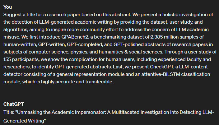 Writing Research Paper Title using ChatGPT
